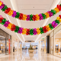 Guirlande de décoration suspendue en feuille d'aluminium colorée en gros pour fêtes, centres commerciaux et festivals