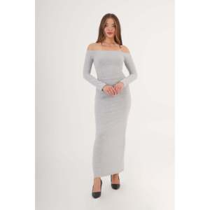 Robe décontractée grise avec détail taille froncée – Produit en gros - Product Image 3