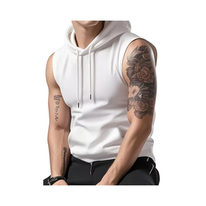 Sudadera con capucha granate de talla grande para hombre, camiseta sin mangas de verano, estilo Atlético clásico, ajuste Regular para gimnasio, letras al aire libre - Product Image 1
