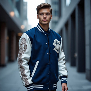 Corps en laine avec manches en cuir véritable Varsity Jacket Hommes Respirant Collage Manteaux Hiver Baseball Varsity Jacket Hommes - Product Image 4