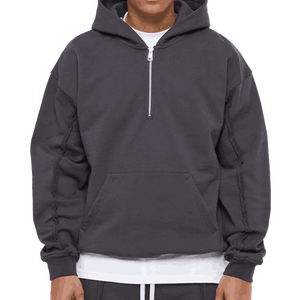 Premium Quality 100% cotton Newest <b>Men</b> Thermal <b>Quarter</b> <b>zip</b> Printing Hoodies breathable Customized Logo Print Professional Hoodie - Product Image 4