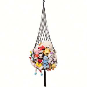 Boho Animal Holder Organizer Macrame Woven <b>Wall</b> Hanging <b>Storage</b> Bag Net Macrame Toy Hammock for Stuffed Animals - Product Image 1