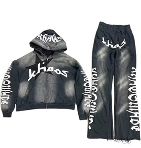 Conjunto de Sudadera con Capucha y Pantalones Deportivos para Hombre, Estilo Desgastado con Bordado, Lavado Ácido, Trajes Deportivos de Invierno para Hombre con Opción de Marca Privada - Product Image 5