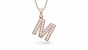 Elegante Colgante con Letra M en Oro Rosa de 14K con Diamantes Reales, Joyería Fina Personalizada de Lujo para Mujer - Product Image 3