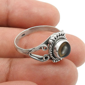 Quartz fumé naturel pierre précieuse en argent sterling 925 forme ronde bague à l'aspect élégant bijoux faits à la main prix de gros fournisseurs en vrac - Product Image 2