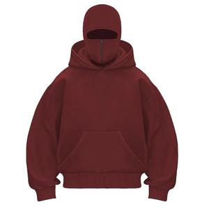 Nouveaux sweats à capuche pour hommes, 500GSM, double capuche, polaire, balaclava, tricot, impression personnalisée, broderie 3D, fermeture éclair, capuche unie - Product Image 2