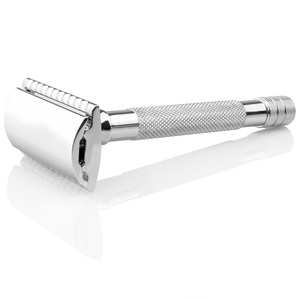 Maquinilla de afeitar de seguridad de mariposa abierta torcida clásica de acero inoxidable, hoja de un solo filo, maquinilla de afeitar húmeda de garganta cortada clásica reutilizable para - Product Image 2