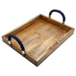 Bandeja de servicio de madera de forma ovalada Diseño y tamaño personalizados Mesa de plato hecha a mano Utensilios de cocina Bandeja de madera. - Product Image 3