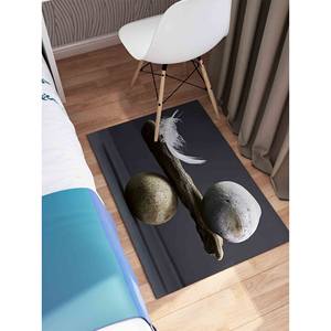 Alfombra de Terciopelo de Lana con Estampado de Parches de Piedras y Plumas - Respaldo de Látex Ecológico, Estilo Tradicional - Product Image 5