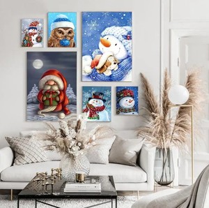 Dễ thương <span class=keywords><strong>Snowman</strong></span> <span class=keywords><strong>Canvas</strong></span> Tranh giáng sinh vui vẻ thẩm mỹ hình ảnh in tường nghệ thuật Áp phích trang trí phòng khách nhà món quà giáng sinh - Product Image 4