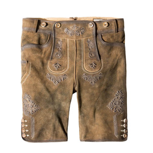 High Quality Customized Printed Lederhosen Leather Embroidered <b>Shorts</b> High Street Wear with OEM Service - Product Image 1
