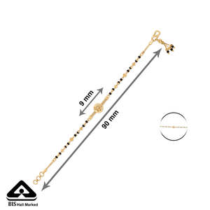 Pulsera Mangalsutra Chapada en Oro con Detalles de Perlas y Diamantes - Product Image 6