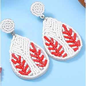 Boucles d'oreilles en perles de travail miroir avec broderie de fil - Product Image 2