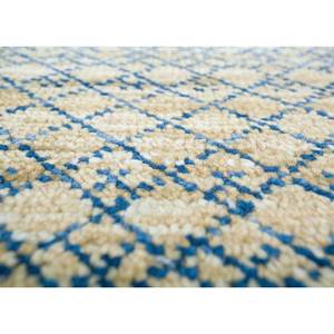 Kairos Blue <b>Boho</b> Hand Knotted Wool <b>Rugs</b> Striped Abstract Pattern for Bedroom Living Room Rectangular Hallway Skwl-201 Room <b>Rug</b> - Product Image 3