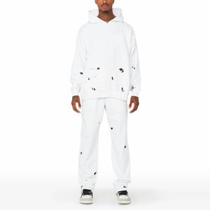 Custom Made 100% Cotton Solid Printed Eco-Friendly Hoodie Jogger Sweatpants Set Premium Quality New Style Long Sleeve Men Flared - Product Image 1