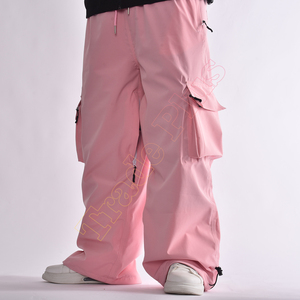 Pantalones Cargo Rosa Más Vendidos con Tela Impermeable, Cintura con Cordón, Bolsillos Cargo, Cremalleras de Ventilación y Piernas Ajustadas - Product Image 3