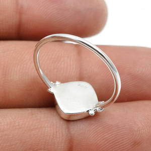 Natural <b>Turquoise</b> Gemstone 925 Sterling Silver Bezel Set Cushion Shape Classy Boho <b>Ring</b> for Woman December Birthstone Jewelry - Product Image 5