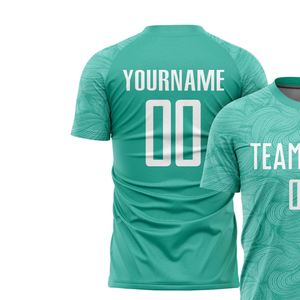 เสื้อฟุตบอลแขนสั้นสีเขียวอมฟ้า ระบายอากาศได้ดี ซับเหงื่อ น้ำหนักเบา ชุดกีฬาสำหรับฝึกซ้อมและแข่งขัน ทีมสโมสร - Product Image 2