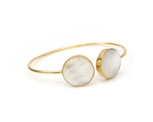 Lapislázuli natural hecho a mano y brazalete ajustable de piedras preciosas de nácar chapado en oro de 18 quilates regalo de moda para sus brazaletes finos - Product Image 3