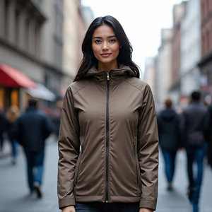 Chaqueta Softshell de gran tamaño para mujer, impermeable, con capucha, forro de piel, cremallera, de talla grande, con relleno de algodón, chaqueta de senderismo para mujer - Product Image 6