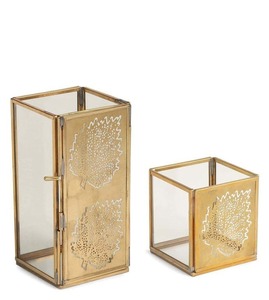 <b>Square</b> Shape Leaf Design <b>Candle</b> Jar Holder Set High Quality <b>Candle</b> Stylish Other <b>Candle</b> Holders Lanterns and for Home Decor - Product Image 2