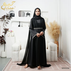 فستان عباية نسائي أسود فاخر بتصميم إسلامي محتشم وعصري لعيد رمضان 2026، فستان حفلات للمسلمات مزين باللؤلؤ - Product Image 1