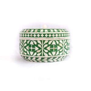 Boîtes à bijoux modernes écologiques de luxe de style arabe personnalisées faites à la main, incrustation de nacre et de pierres précieuses en forme de fleur - Product Image 4