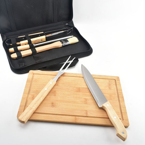 Parrilla de barbacoa portátil para exteriores, bolsa de transporte, juego de 6 piezas, cocina de acero, accesorios de barbacoa de madera de bambú, fiesta al aire libre, Camping - Product Image 5