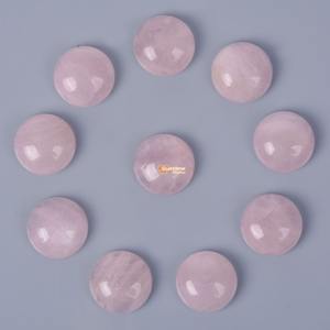 Pierre de quartz rose de 16 mm, pierre ronde à dos plat, cabochon, pierre en vrac, cabochon, fabrication de bijoux DIY - Product Image 2