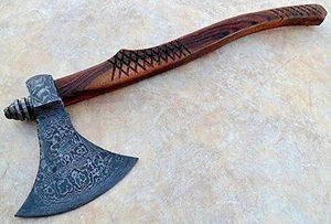 गुलाब की लकड़ी के स्टील कुल्हाड़ी के साथ <span class=keywords><strong>2025</strong></span> नई हैंडमेड स्टील टोमाहॉक कुल्हाड़ी के साथ कवर के साथ जाली - Product Image 3