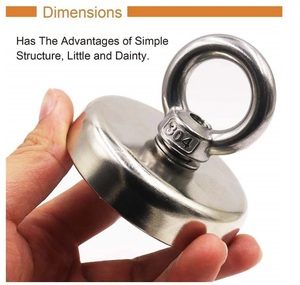 Imán de recuperación de neodimio de alta potencia de 20mm (gravedad 11Kgf) fuerte fuerza de tracción imán de recuperación de pesca de elevación resistente - Product Image 5