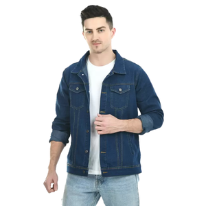 Nouvel arrivage de vestes en jean grande taille de saison d'hiver de conception personnalisée pour hommes vestes en jean lavées respirantes avec bouton de couverture - Product Image 1