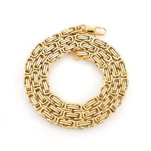 ชุดเครื่องประดับทองคำ 14K ดีไซน์สวยหรู ประกอบด้วยสร้อยไบแซนไทน์ขนาด 6 มม. และกำไลข้อมือ - Product Image 4