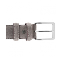 DV GROUP Cinturones de Hombre de Cuero Genuino de Ante Gris Paloma Hechos a Mano en Italia de Alta Calidad de 3.5cm/1.37in con Hebilla de Aleación de 105-130cm