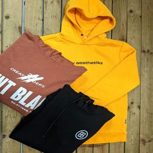 เสื้อมีฮู้ดแบบสวมหัวขนาดใหญ่500 GSM ผ้าฟลีซหนาพิมพ์พัฟสะพายไหล่ผ้าคอตตอนเปล่าแบบเรียบ-เครื่องแต่งกายชั้นสูง - Product Image 4