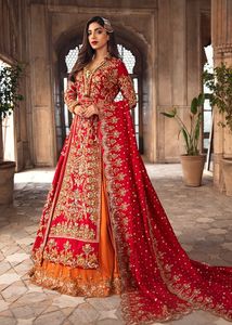 KURTA LARGO DE NOVIA PESADA DE PAKISTANI/DE NOVIA CON VESTIDO LEHENGA Adornado CON CUENTAS DE CRISTAL, PIEDRA, TRABAJO DE DABKA @ 2023 - Product Image 2