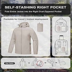 Veste de pluie pour hommes de haute qualité100 % polyester Veste de pluie Offre Spéciale respirante et imperméable - Product Image 6