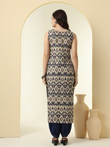 Unity Luxure 1925 Kurta Informal de Línea Recta con Estampado Floral para Mujer, en Nailon/Algodón, Estilo Natural (Beige) - Product Image 2