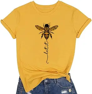 Op Maat Gemaakt Ontwerp Bijen Soort Bedrukt Kinderkleding Laat Het Met Ronde Hals Grappige Letter Grafische Casual T-Shirt Blouse