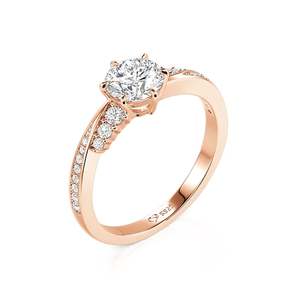 แหวนสัญญาดีไซน์เจลูเลีย ทวิสต์ รูปทรงกลม สีโรสโกลด์ - Product Image 2