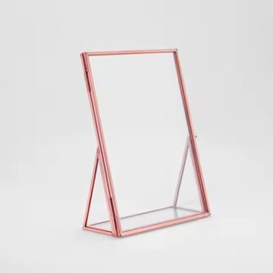 <b>Gold</b> Patterned Square Metal Eco-Friendly Transparent Thick Glass Photo <b>Frame</b> Elegant Decorative Home Office Hotel Picture Holder - Product Image 5