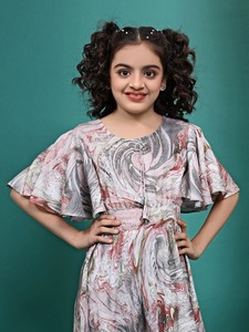 Nouveaux lancements décontracté filles vêtements ensembles Oneside manches Denim tissu imprimé Dupatta Maslin robe en mousseline de soie pour les événements ethniques - Product Image 3