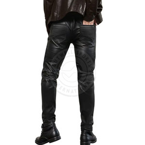 Diseñe su propio logotipo Pantalones de cuero para hombres Venta al por mayor Pantalones de cuero para hombres de último diseño de calidad superior - Product Image 3