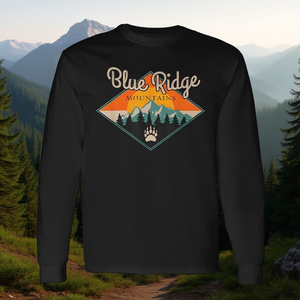 T-shirt à manches longues avec motif de paysage naturel des montagnes Blue Ridge et des piniers, produit promotionnel - Product Image 3