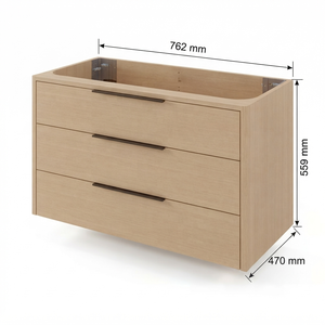 Modern Solid Wood Floor Standing <b>Bathroom</b> Vanity 3 Drawers Rectangular Design Minimalist Style Painted Finish Hotel Living Room - Product Image 2