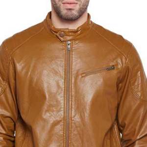 Veste en cuir personnalisée de style streetwear tendance, col montant, logo sur le devant, design personnalisé de qualité pour hommes, prix abordable - Product Image 2