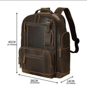 Personalized Full Grain <b>Leather</b> 16 Inches <b>Backpack</b> Large Capacity Weekender Overnight Travel Rucksack <b>Mens</b> <b>Leather</b> <b>Backpack</b> - Product Image 4