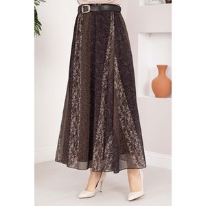 <b>Mini</b> Brown Chiffon Skirt Floral Pattern Belted Embroidered Casual Summer Style Natural Breathable Silk Digital <b>Print</b> Ruffles - Product Image 2