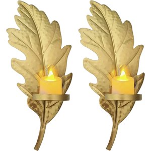เชิงเทียนโลหะสีทองติดผนังสำหรับตกแต่งไฟเชิงเทียนรูปใบไม้อันทันสมัยหรูหราสำหรับตกแต่งผนังห้องนั่งเล่น - Product Image 1