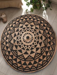 Tapis rectangulaire classique en jute avec bordure tissée blanche. Neutre, style intemporel. Disponible aux prix de gros. - Product Image 6